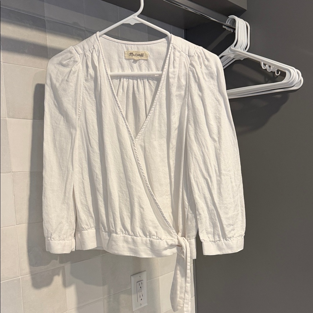 Madewell White Wrap Blouse